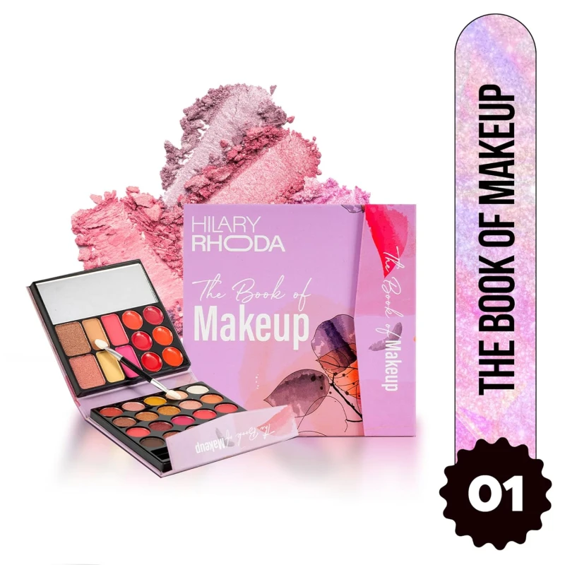 Hilary Rhoda The Book of Makeup | 20 Eyeshadows | 2 Highlighters | 2 Blushes | 2 Contours | 6 Cream Lip Glosses | Dual Ended Brush | Long Lasting | Blends Easily- 23.4g (Shade 1) - Thumbnail 2